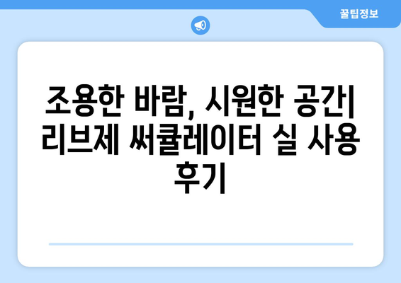 리브제 저소음 써큘레이터 선풍기 사용기