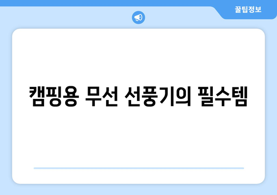 캠핑 선풍기: 서큘레이터 선풍기의 무선 편리함