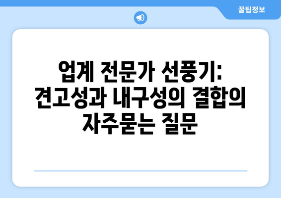 업계 전문가 선풍기: 견고성과 내구성의 결합