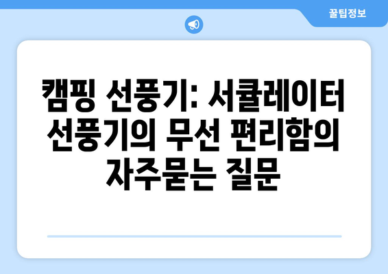 캠핑 선풍기: 서큘레이터 선풍기의 무선 편리함