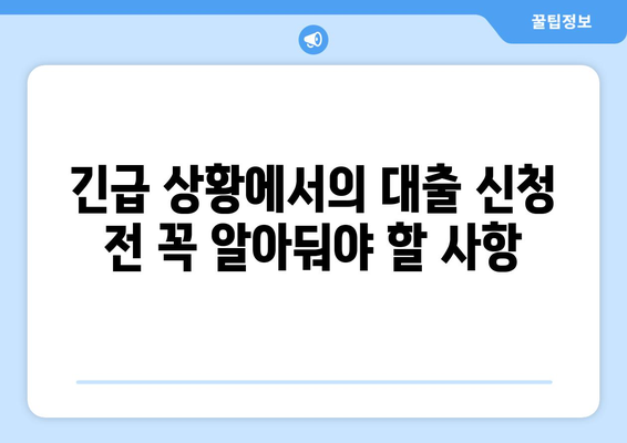 대출과 긴급 자금: 위기 시 대출 활용법